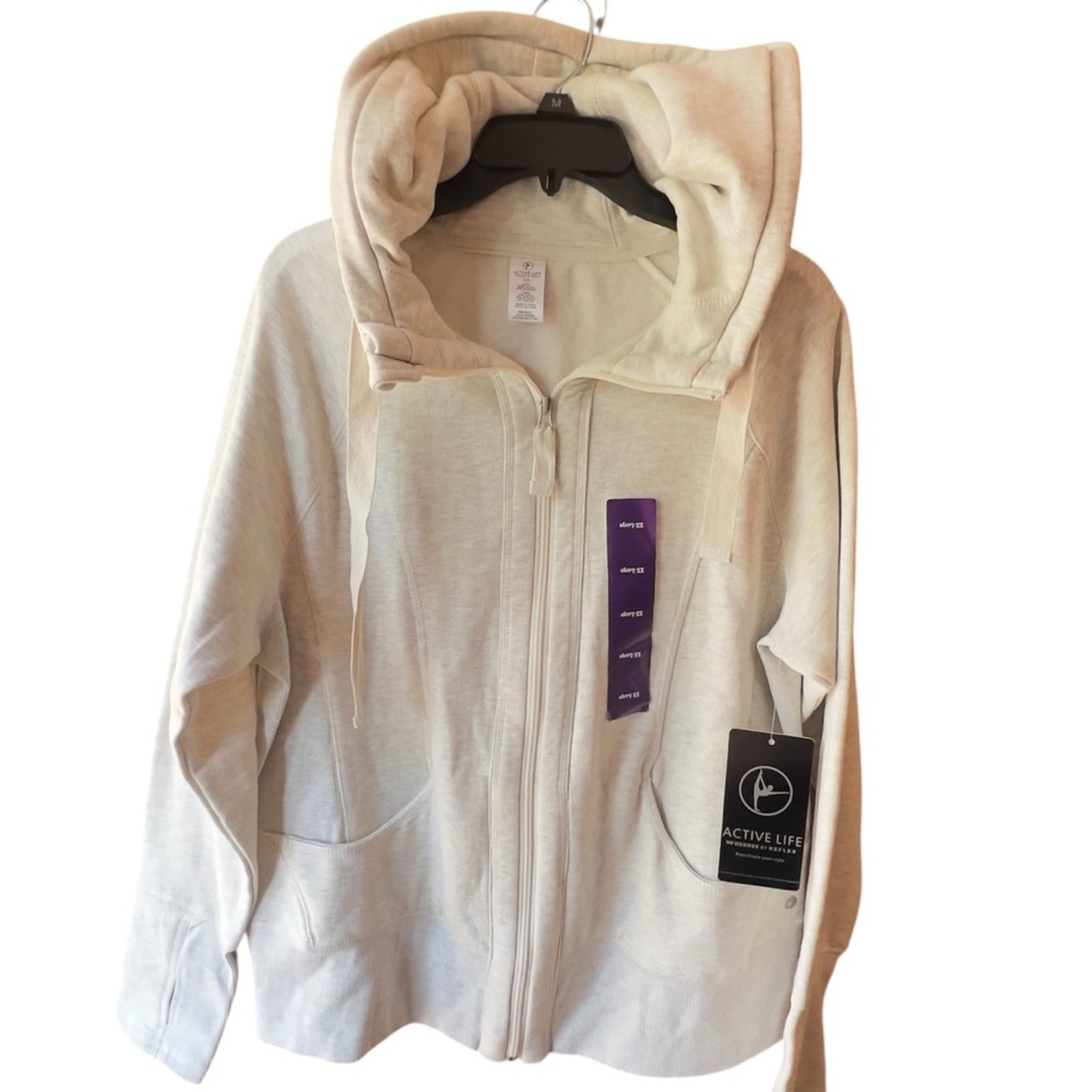 NWT Wmns 90 DEGREE by Reflex oatmeal Zip Up Hoodie Sweater Sz XXL MSRP$98